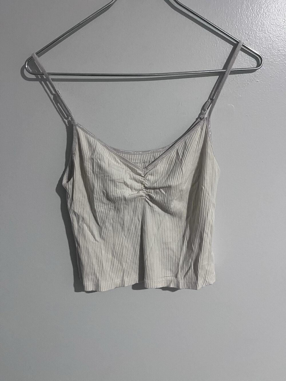 American Eagle Camisole Womens M White Ribbed Knit Adjustable Strappy Tank